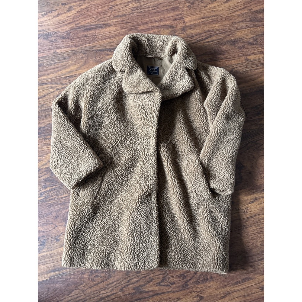Abercrombie & Fitch The A&F Teddy Coat Women's S Brown Sherpa Faux Fur Coat
